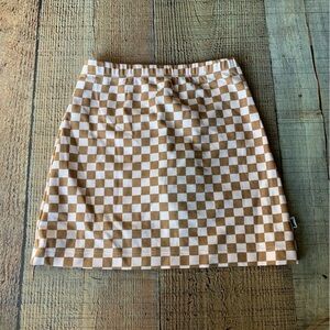 Little and lively baby girls pink and tan checkered plaid skirt -1/2Y